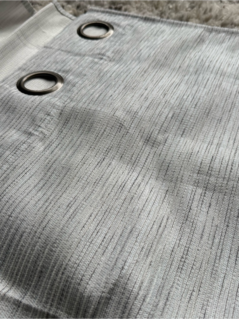 Light Gray Textured Curtain Panel with Metal Grommets
